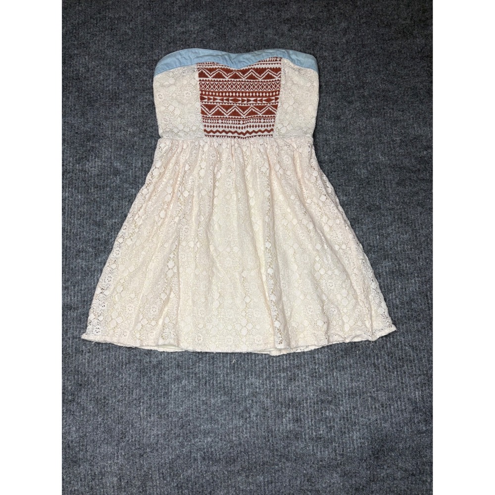 Anthro Flying Tomato Boho Lace Strapless MiniDress Crochet Coquette Cottagecore - Picture 1 of 6
